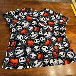 Scrubstar Nightmare before Christmas skeleton pumpkin Scrub top measures XL